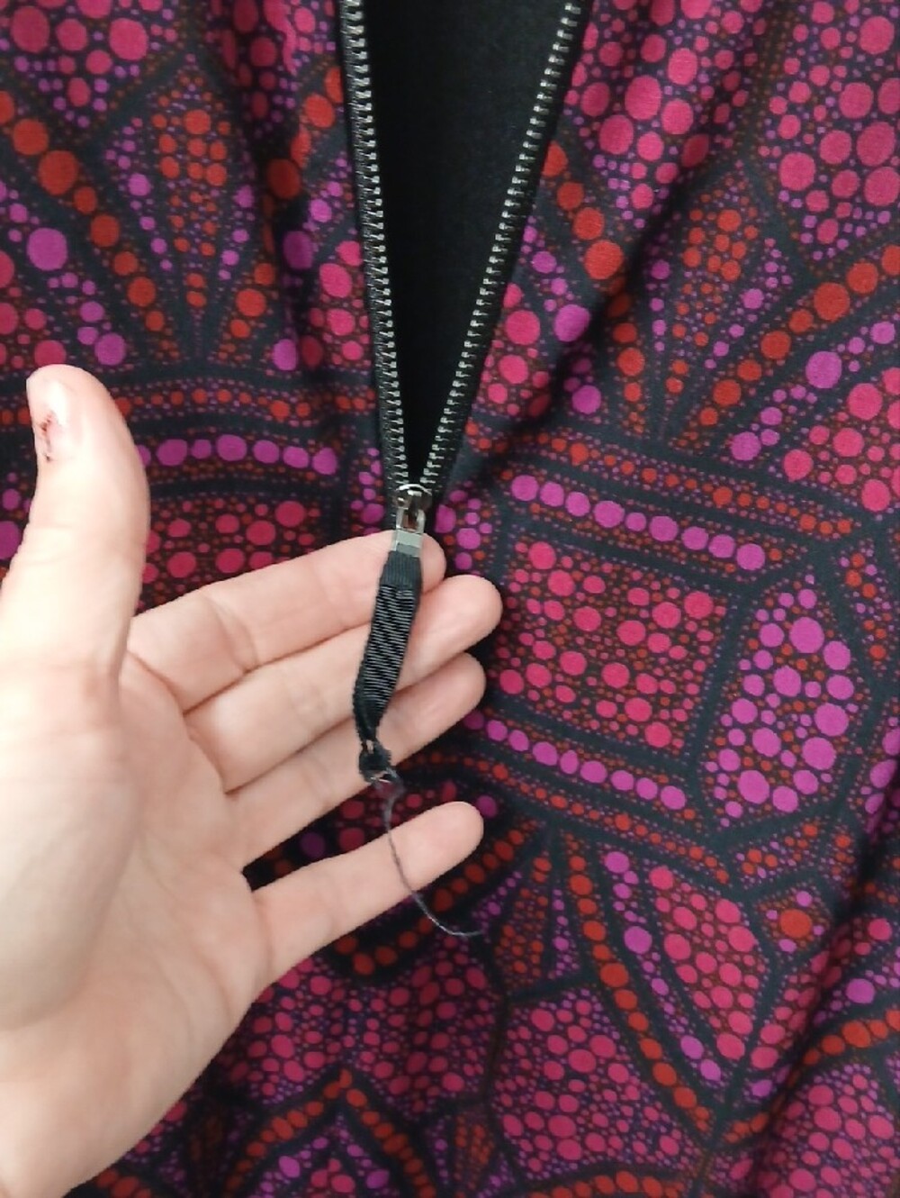 Maggy London Black Dress with Fuchsia and Purple Geometric Print - Picture 3 of 5